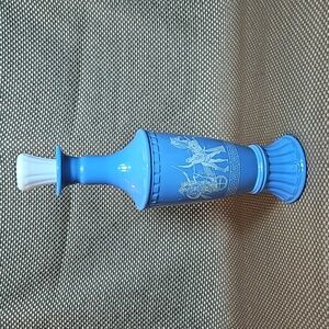 Jim Beam Blue Decanter Milk Glass Greek Chariot Liquor Urn 14" Vintage 1960s